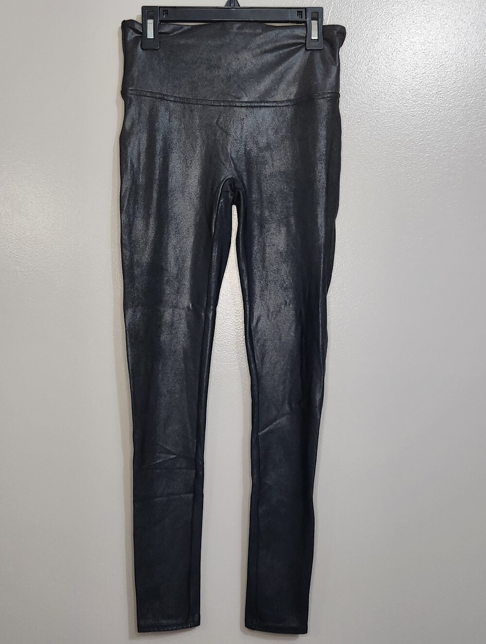 SPANX Faux-Leather Black High-Rise Jeggings Size Medium Petite